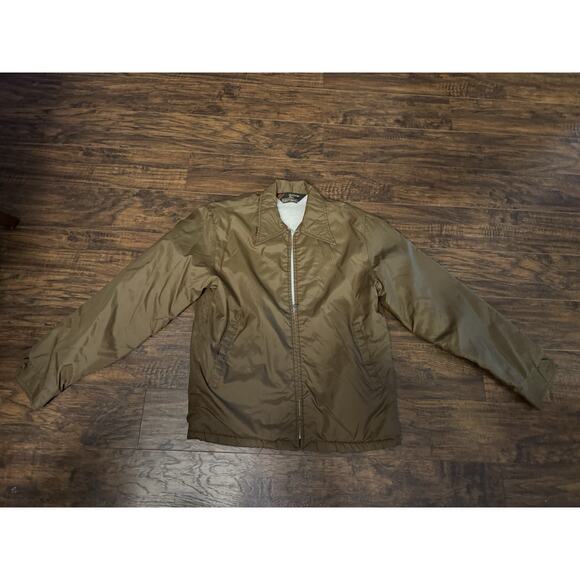 Sears Vintage Outerwear Windbreaker Jacket Fleece Lining Snap up Brown Reg Small - Picture 1 of 12